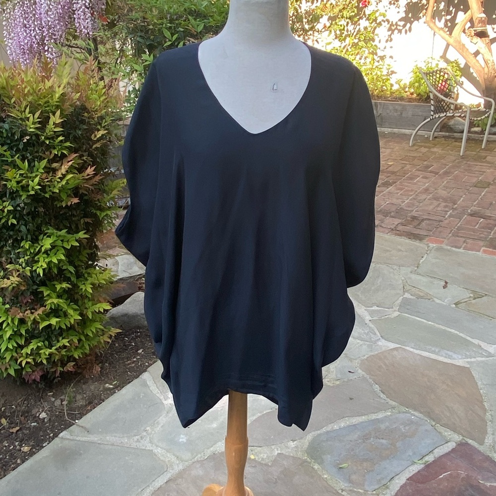 Vince 100% Silk Navy Blouse, Size L
